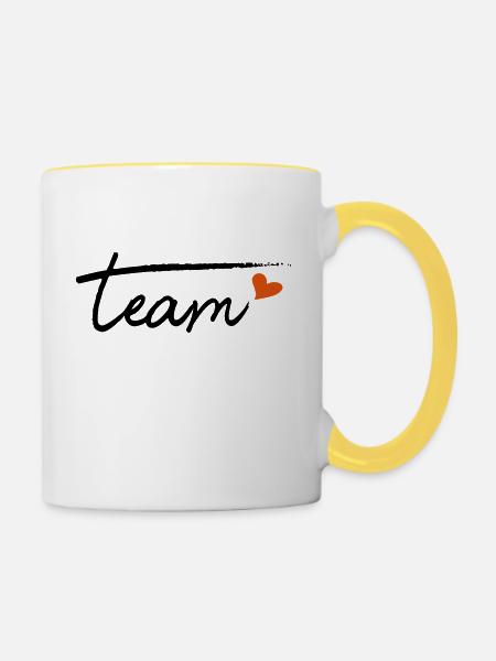 Team - Tasse zweifarbig - Weiß/Gelb