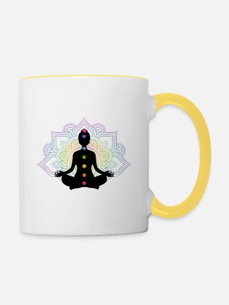 Chakra Meditation - Tasse zweifarbig - Weiß/Gelb