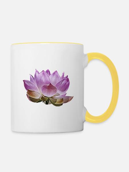 Lotusblüte - Tasse zweifarbig - Weiß/Gelb