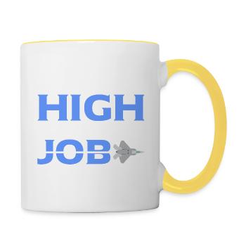 GETTING HIGH IS MY JOB Geschenke - Tasse zweifarbig - Weiß/Gelb - Rechts