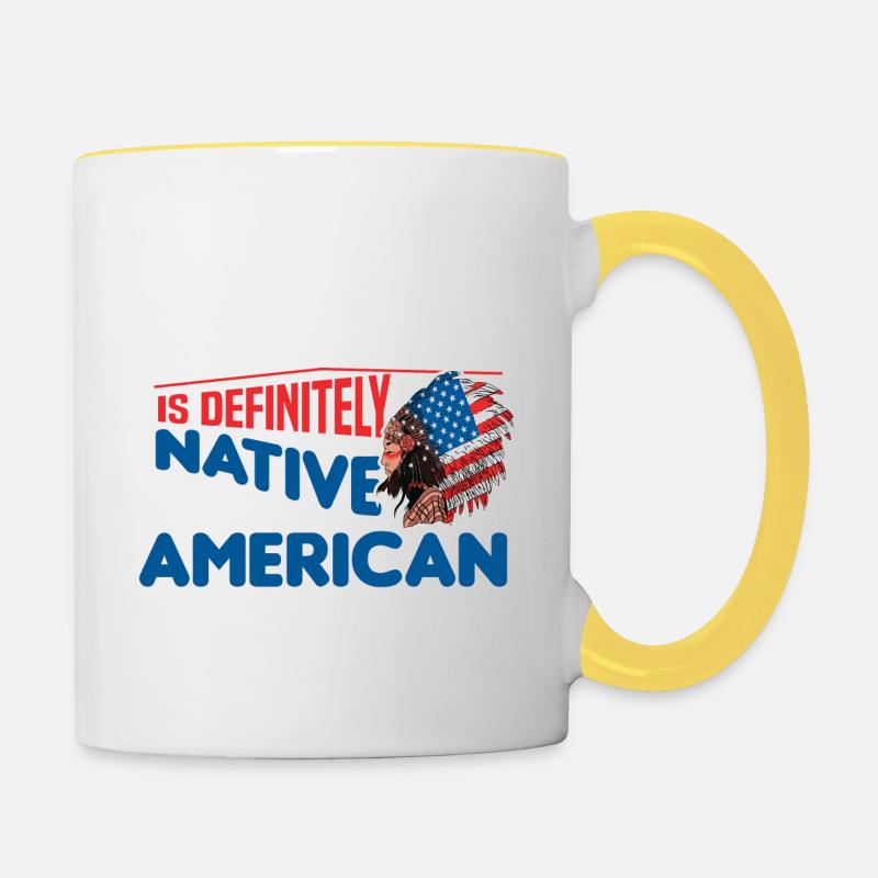 MON ADN EST DÉFINITIVEMENT DES CADEAUX AMÉRINDIENS - Mug contrasté - blanc/jaune
