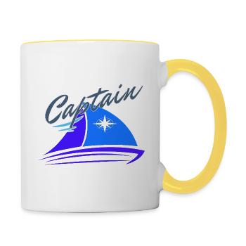 Captain sailor skipper sailingboat sailing gift - Contrasting Mug - white/yellow - Right