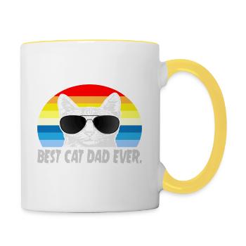 Best cat dad ever best cat dad kitten - Contrasting Mug - white/yellow - Right