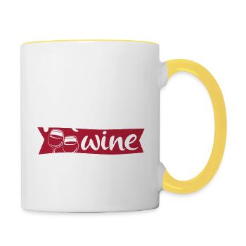 Muttertag - Mama needs some wine - Geschenk - Tasse zweifarbig - Weiß/Gelb - Rechts
