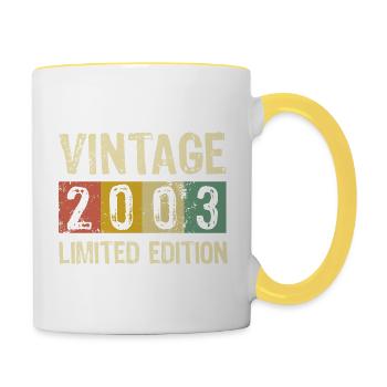 Vintage 2003 Limited Edition Geburtstag - Geschenk - Tasse zweifarbig - Weiß/Gelb - Rechts
