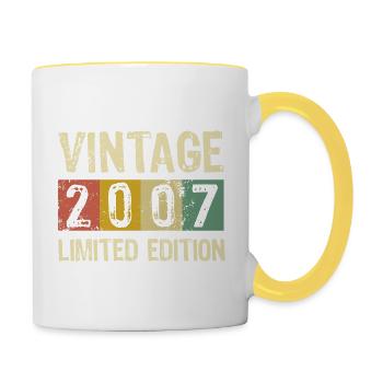 Vintage 2007 Limited Edition Anniversaire - Cadeau - Mug contrasté - blanc/jaune - Droite