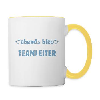 Morgens müde, abends blau - Teamleiter - Tasse zweifarbig - Weiß/Gelb - Rechts