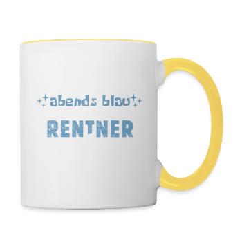 Morgens müde, abends blau - Rentner - Rente - Tasse zweifarbig - Weiß/Gelb - Rechts