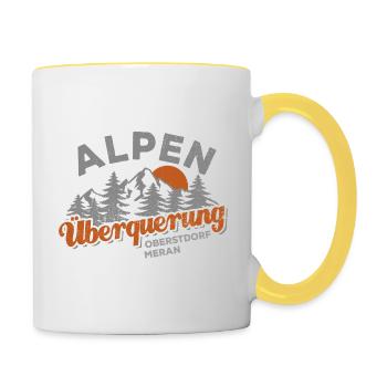 Alpenüberquerung Oberstdorf Meran Wandern - Tasse zweifarbig - Weiß/Gelb - Rechts