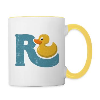 Rente Ente Schwung - Rentner Ruhestand Pension - Tasse zweifarbig - Weiß/Gelb - Rechts