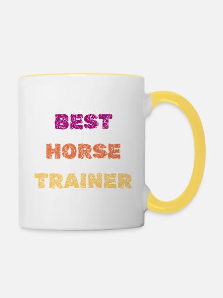 Meilleur entraîneur de chevaux - Mug contrasté - blanc/jaune