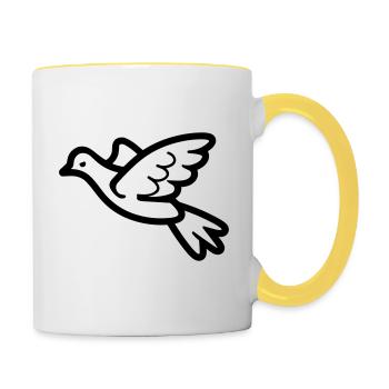 Taube - Tasse zweifarbig - Weiß/Gelb - Rechts