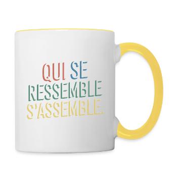 Qui se ressemble s'assemble - Mug contrasté - blanc/jaune - Droite