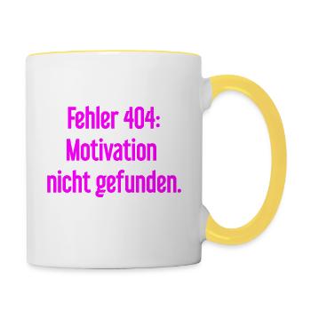 Error 404: Motivation not found - Contrasting Mug - white/yellow - Right