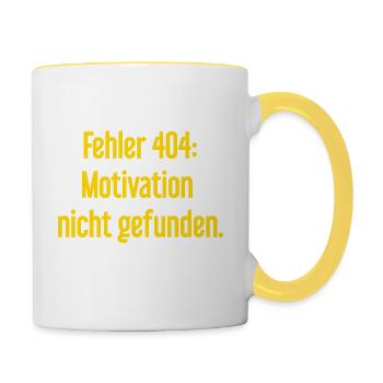 Erreur 404 : Motivation introuvable - Mug contrasté - blanc/jaune - Droite
