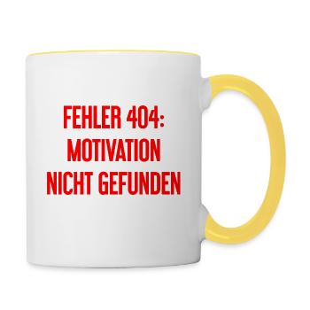 Error 404: Motivation not found - Contrasting Mug - white/yellow - Right