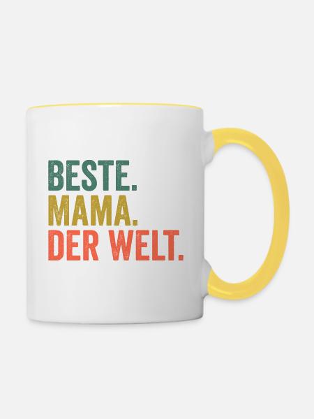 Beste Mama Der Welt - Tasse zweifarbig - Weiß/Gelb