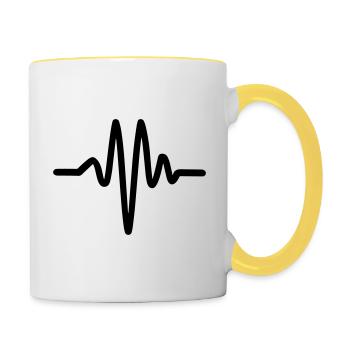 Heartbeat, pulse - Contrasting Mug - white/yellow - Right