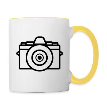 Kamera - Tasse zweifarbig - Weiß/Gelb - Rechts