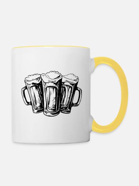 Bier Trinken Party - Tasse zweifarbig - Weiß/Gelb