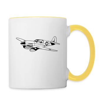 Fighter plane / warplane Warhawk 02_weiß - Contrasting Mug - white/yellow - Right