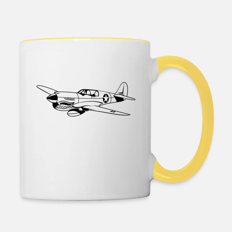 Fighter / pilote de chasse Warhawk 02_schwarz - Mug contrasté - blanc/jaune