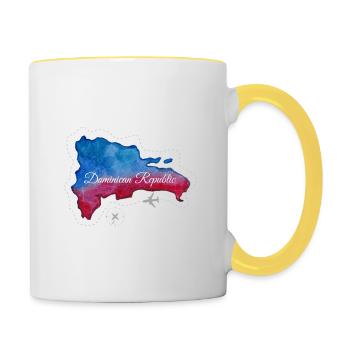 Map blue red Dominican Republic - Contrasting Mug - white/yellow - Right