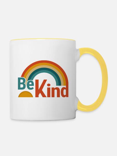 freundlich sein - Tasse zweifarbig - Weiß/Gelb