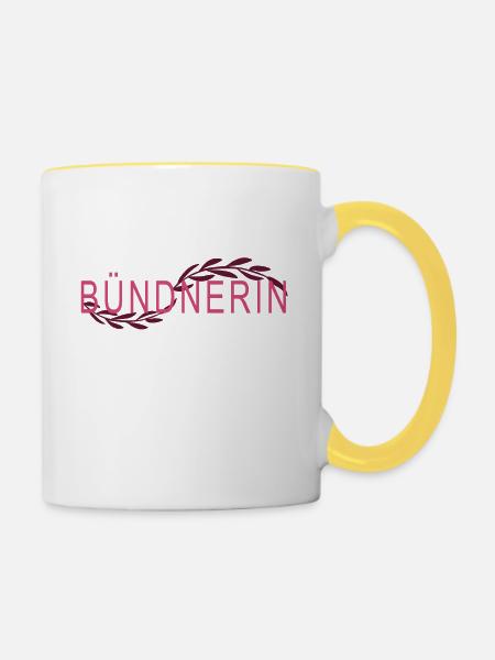 bündnerin - Tasse zweifarbig - Weiß/Gelb