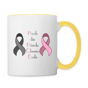 Chemo Krebstherapie Krebs Geschenk - Tasse zweifarbig - Weiß/Gelb - Rechts