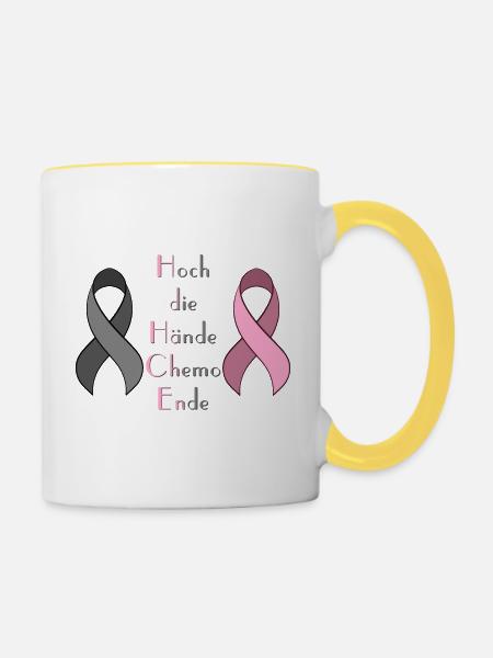 Chemo Krebstherapie Krebs Geschenk - Tasse zweifarbig - Weiß/Gelb