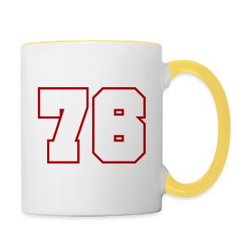 76 Numéro de numéro - Mug contrasté - blanc/jaune - Droite