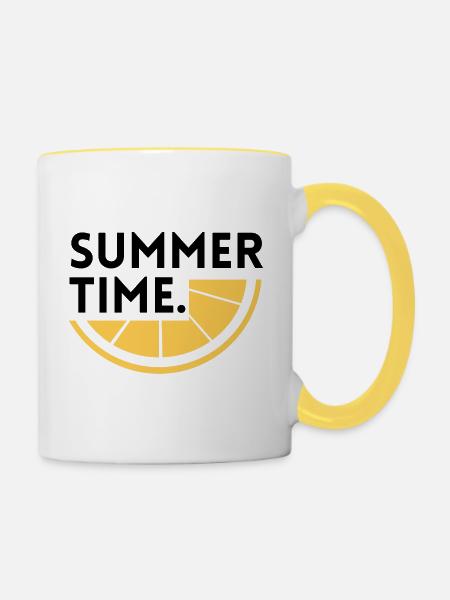 Sommerzeit - Zitrone - Tasse zweifarbig - Weiß/Gelb