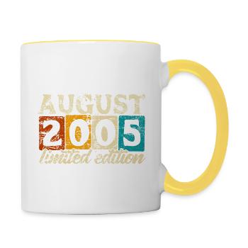 Limited Edition August 2005 Geburtstag - Geschenk - Tasse zweifarbig - Weiß/Gelb - Rechts
