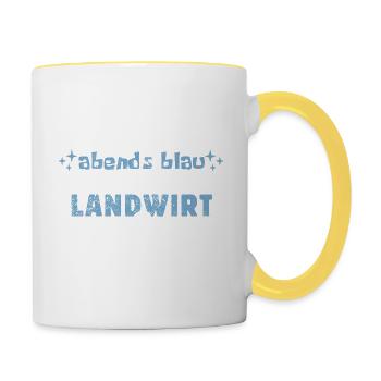 Morgens müde, abends blau - Landwirt - Tasse zweifarbig - Weiß/Gelb - Rechts