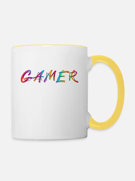 Gamer - Tasse zweifarbig - Weiß/Gelb