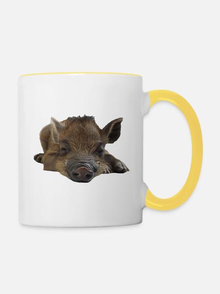 Warzenschwein - Tasse zweifarbig - Weiß/Gelb