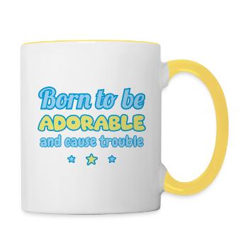 Geboren, um süß zu sein... und Unfug zu machen - Tasse zweifarbig - Weiß/Gelb - Rechts