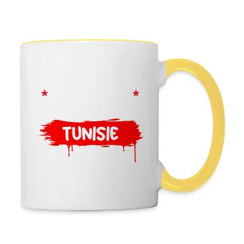 je peux pas je me barre en Tunisie - Mug contrasté - blanc/jaune - Droite