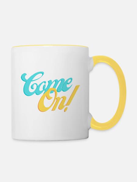 Komm schon! Komm mit uns! - Tasse zweifarbig - Weiß/Gelb