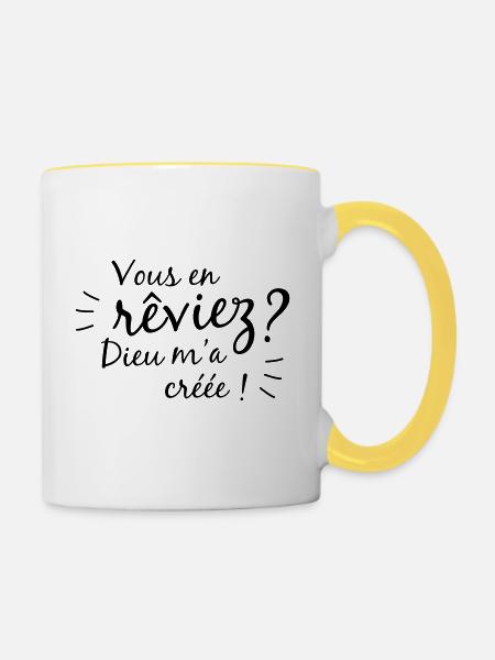 VOUS EN REVIEZ - Mug contrasté - blanc/jaune