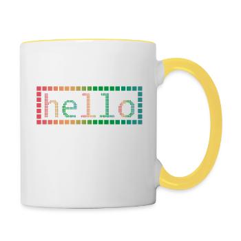Hello in Pixels - Contrasting Mug - white/yellow - Right