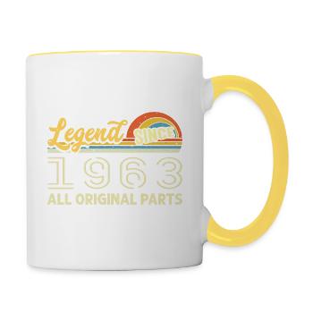 Legendary since 1963 Birthday 1963 Born 1963 - Contrasting Mug - white/yellow - Right