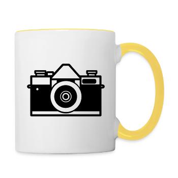 Kamera - Tasse zweifarbig - Weiß/Gelb - Rechts