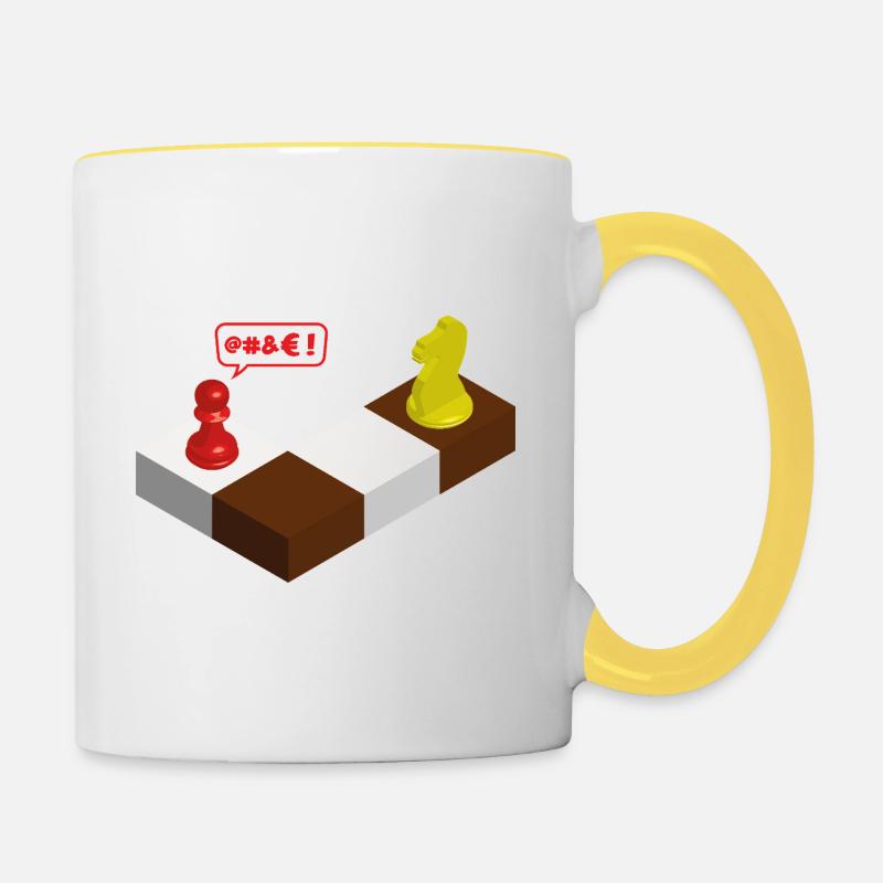 (chess) Pawn vs Knight - Contrasting Mug - white/yellow