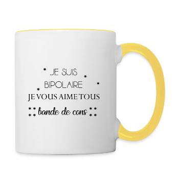 Je suis bipolaire - Mug contrasté - blanc/jaune - Droite