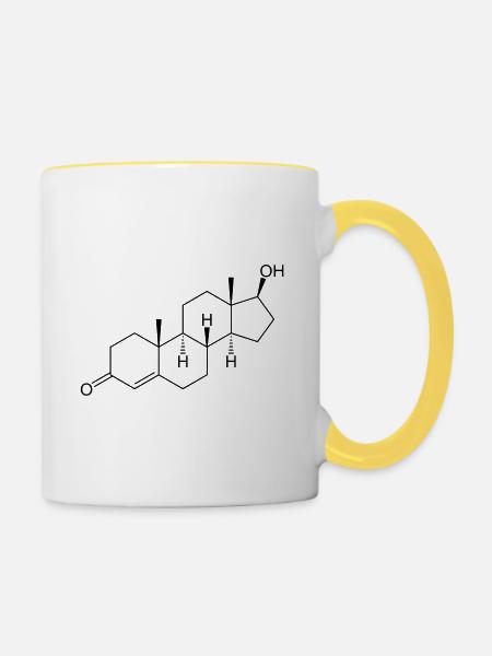 Testosteron Strukturformel - schwarz - Tasse zweifarbig - Weiß/Gelb