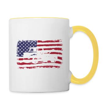 Abschleppwagen Abschleppdienst Abschlepper - Tasse zweifarbig - Weiß/Gelb - Rechts