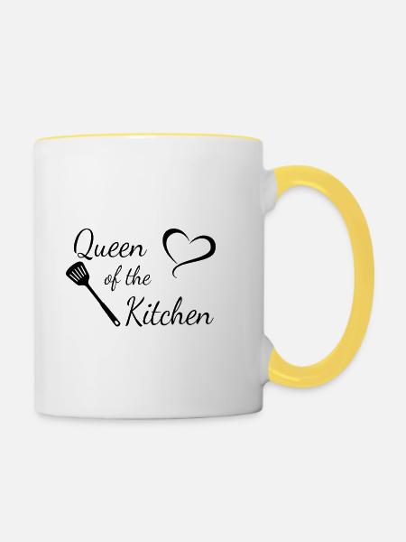Queen of the Kitchen - Contrasting Mug - white/yellow
