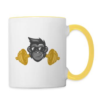 Gym Fitness Monkey Gift - Contrasting Mug - white/yellow - Right